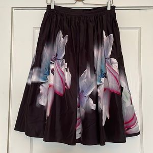 bebe Satin Floral Midi Skirt